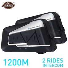Herobiker 2 conjuntos 1200m bt capacete da motocicleta interfone à prova dwireless água sem fio bluetooth moto fone de ouvido rádio fm para 2 passeios