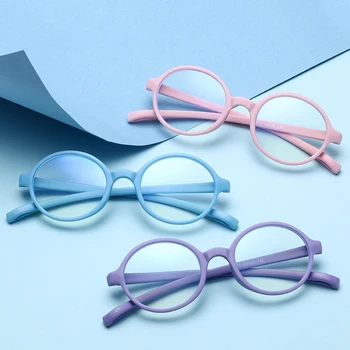 

AIMISUV Blue Light Blocking Glasses Kids 2020 Round Ultralight Silicone Flexible Computer Gaming Clear Glasses Children UV400
