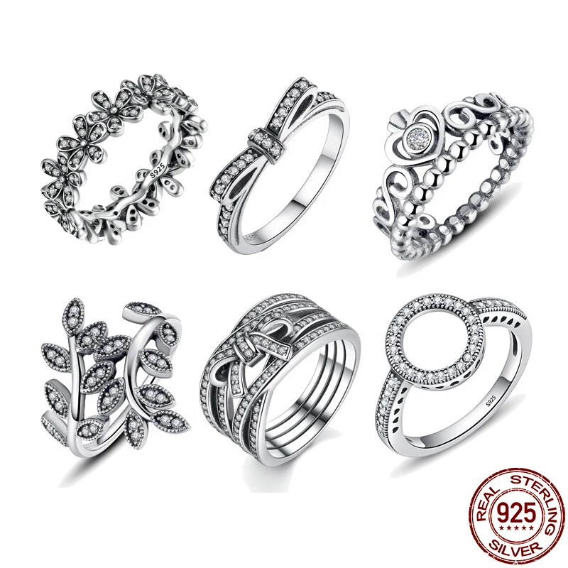 Lucky-Rings Flower Jewelry-Making Hot-Sale Women Popular 100%925-Sterling-Silver 