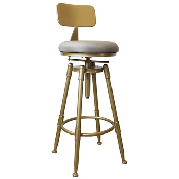 

Nordic Golden Bar Stool Iron Rotating Lifting Barstools with Back Metal High Leg Chair Height Adjustable