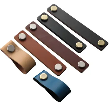 

Handmade Leather Pull Handle Europe Style Soft Minimalist Door Cupboard Drawer Kitchen Cabinet Dresser Knobs Furniture Hardware