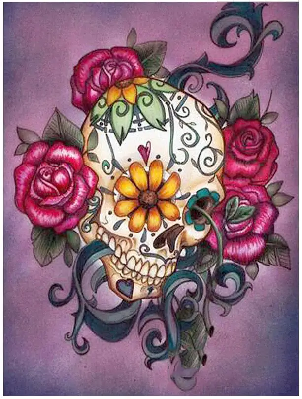 halloween diamond mosaic sugar skull art painting drawing flower picture wall paper decor bead embroidery cross stitch | Дом и сад