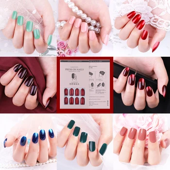 

24Pcs/Sheet Matte False Nails Pure Color Tips Patch Artificial Chip French Nail Art Extensions False Nails Accessorices T1023