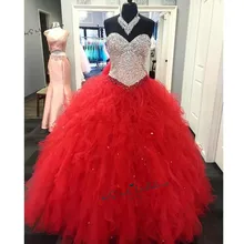 Милое 16 платье, красное бальное платье, милое платье с бусинами и оборками на шнуровке, бальное платье на день рождения