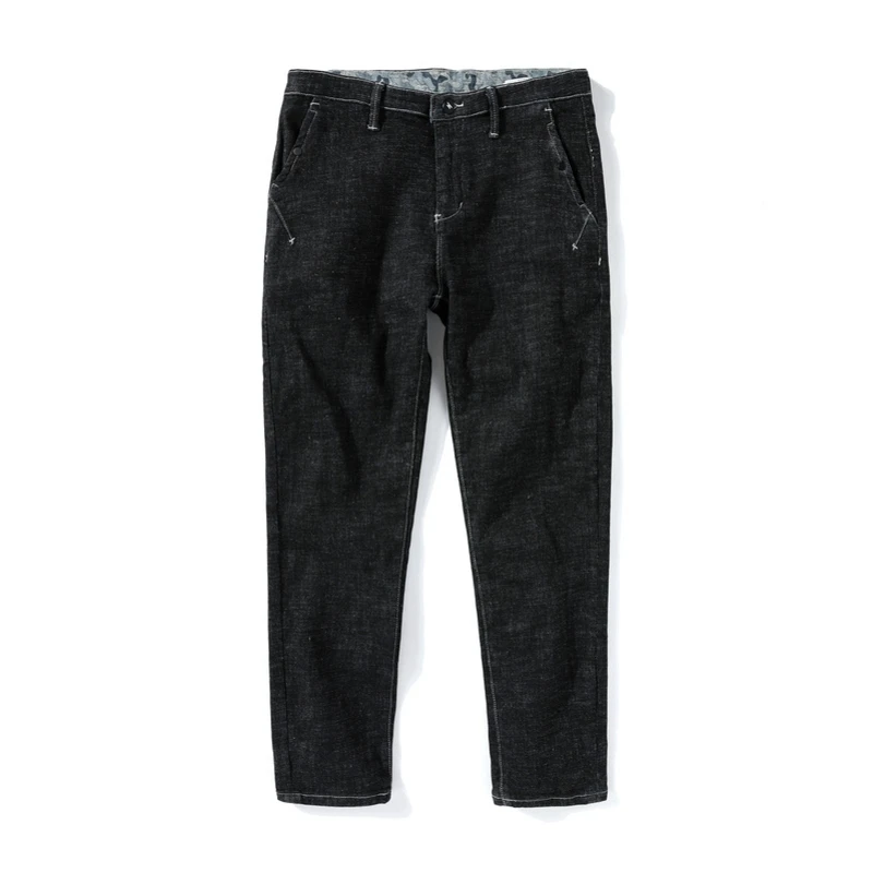 SEMIR Foot джинсовые брюки мужские зимние модные с буквенным принтом контрастного цвета сшитые Стрейчевые узкие мужские джинсы брюки - Цвет: black