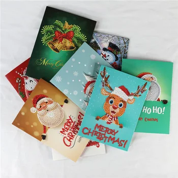 

Christmas diamond painting greeting card 5D creative handmade diy diamond painting card holiday happy celebration blessing card