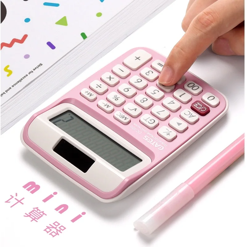 

10 Digit Desk Calculator Large Buttons Financial Business Accounting Tool Pink Green Blue big buttons portable with lanyard