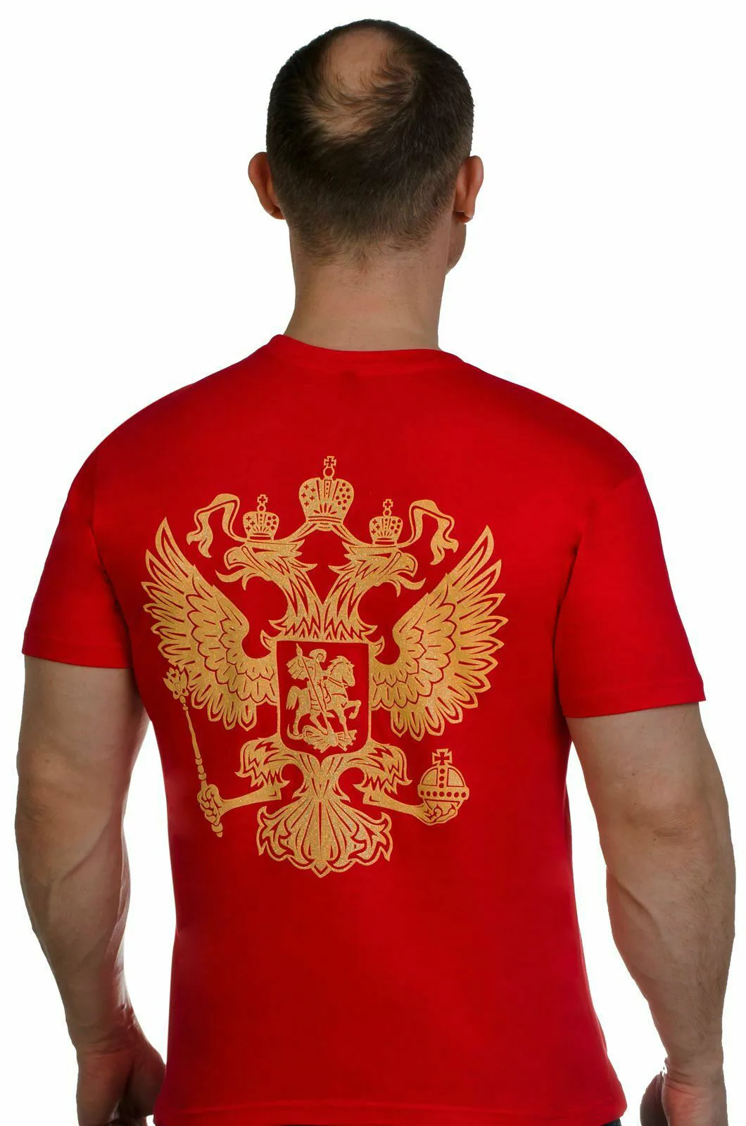 Русская оригинальная хлопковая Красная футболка с эмблемой России