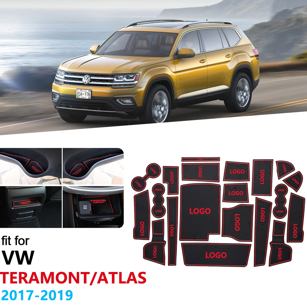 Для Volkswagen VW Teramont Atlas Противоскользящий резиновый слот для ворот Коврик для двери паз коврик аксессуары наклейки для автомобиля