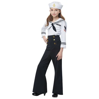 

Temperament little girl boat game Cosplay navy uniform children's super cool Halloween costume set