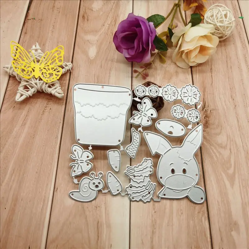 Кроликов и бабочек костюм металла резки штампы для DIY скрапбукинга альбом