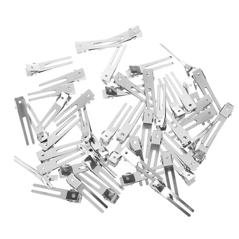 

10/100pcs Silver Hair Accessory 48mm Double Prong Alligator Grip Clips, Metal Hairpins With No Teeth