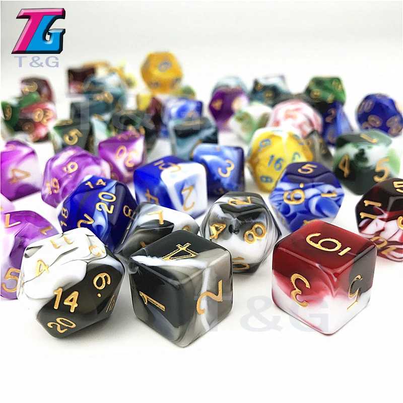 Прозрачный красный и белый цвет кости D4-D20 для ролевых игр