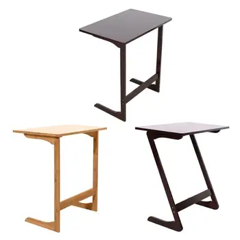 

L Shaped Bamboo Sofa Side Table Movable Coffee Tea Desk Bedroom Furniture