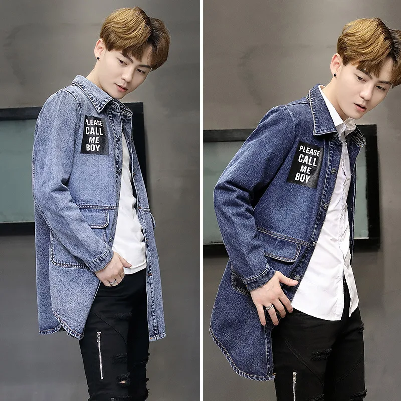 

2019 Autumn New Style MEN'S Coat Denim Shirt Loose Casual Men'S Wear Mid-length Handsome Versatile Cowboy Clothing