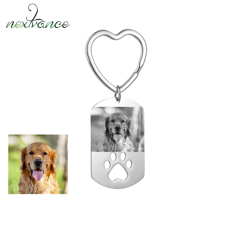 Nextvance de etiqueta de perro foto llavero con mensaje de acero inoxidable grabado fotografía llavero para perro y amor la gente perro Keepsak