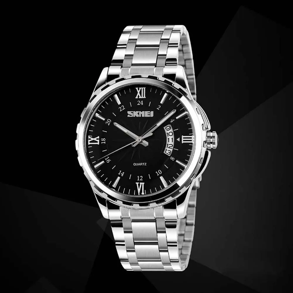 Men Business Waterproof Luminous Date Display Roman Arabic Number Wrist Watch Mas-culino Fashion Men's Watch Large Dial Military