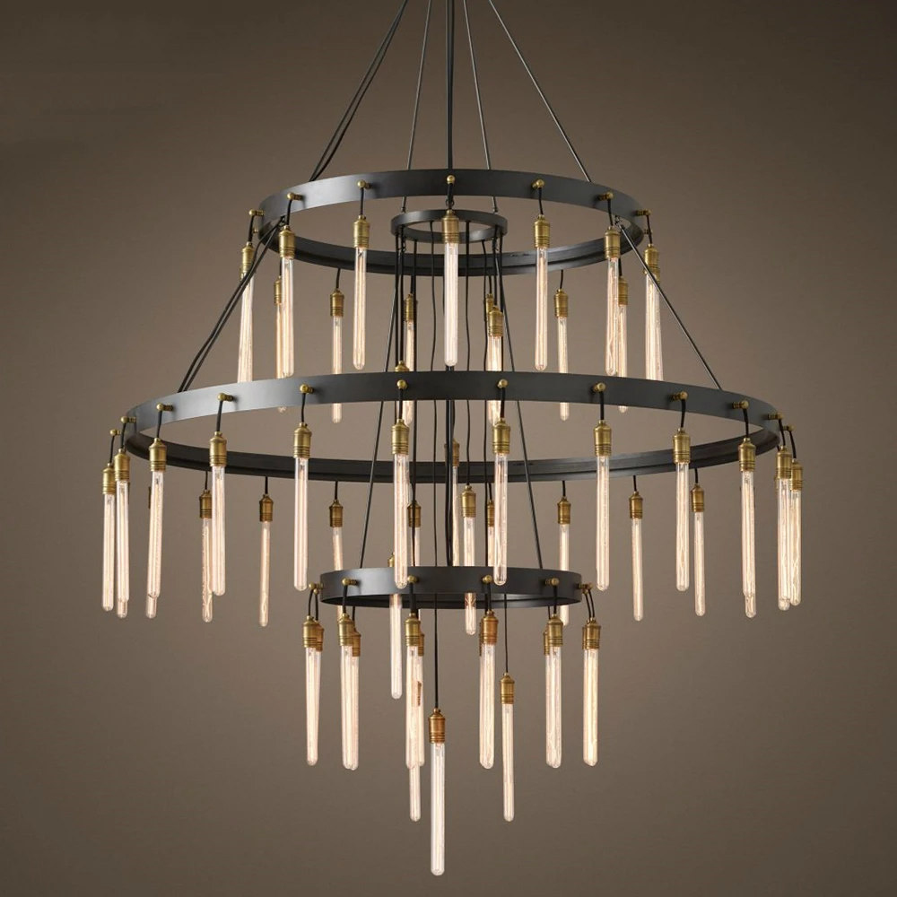 Modern Vintage Crystal Chandelier Lighting Large Retro Round Chandeliers Staircase Hanging LampHotel Restaurant Lustre Luminaria