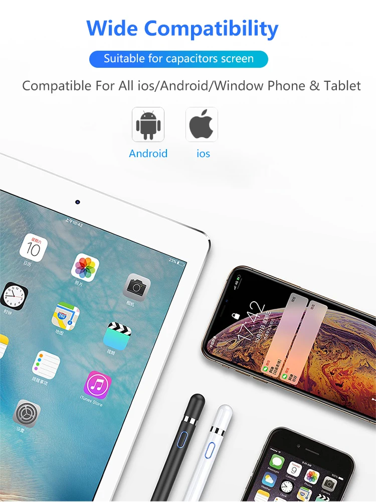 Заряжаемый стилус для планшета iPad емкостный сенсорный карандаш iPhone Android