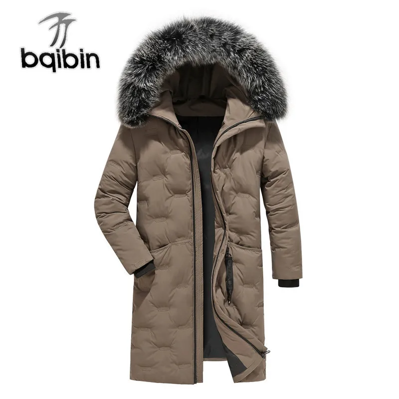 

Long Section Men Winter Thick Warm Cold And Windproof Fox Fur Collar Hooded Down Jacket Casual White Duck Down Coat