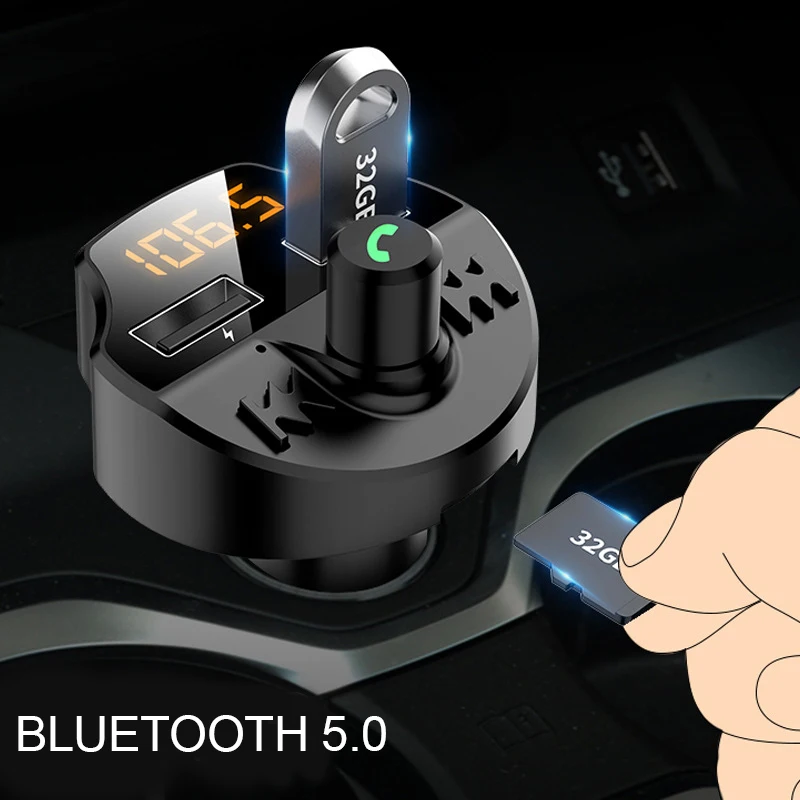 Автомобильный комплект, Bluetooth 5,0, fm-передатчик, беспроводной, Hands Free, авто, lcd, MP3 плеер, двойной USB, быстрое зарядное устройство, FM модулятор, автомобильные аксессуары