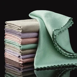 10-Pack Lint-Free Microfiber Glass Cleaning Cloths - Reusable Fish Scale Polishing Rags (10Pcs 30x40cm towel)