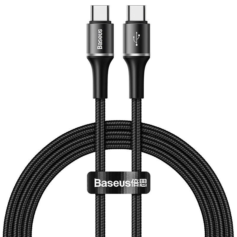 Black Кабель Baseus usb type-C-usb type-C для Xiaomi Redmi Note 7 8 PD 60W QC 3,0 Быстрая зарядка USB-C кабель для samsung Galaxy S10 S9 - Цвет: Black