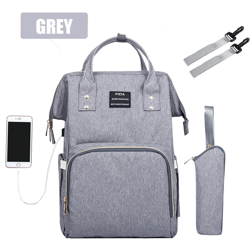 GREY PYETA Детские Пеленки сумки для Mmummy, подгузник рюкзак для беременных сумка Bolsa Maternidade сумки для ухода за ребенком - Цвет: GREY