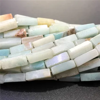 

4*13mm Natural Amazonite Square tube stone beads loose drilled spacer beads For Jewelry Making Handcrafted Necklace Bracelet DIY