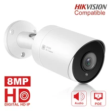Hikvision, совместимая с PoE ip-камера, 8MP, H.265, видео наблюдение, уличная камера s 3,6 мм, поддержка удаленного доступа, Onvif, NAS