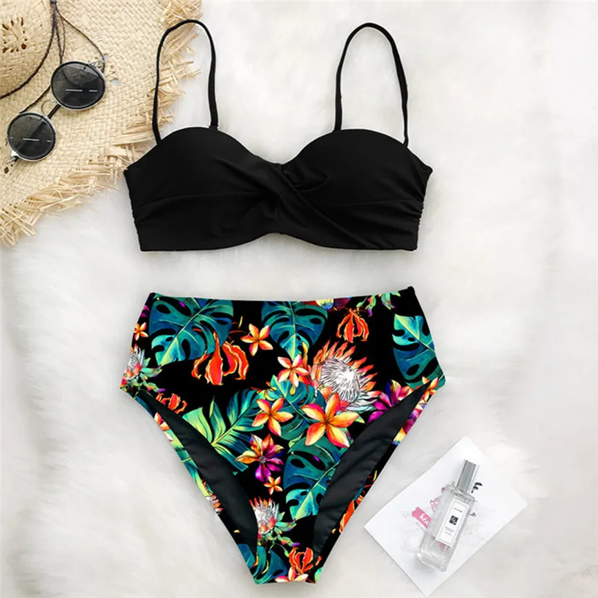 Bikinis 2020 Mujer Cintura Alta Women High Waist Bikinis Swimwear Swimuit Female Retro Beachewear Bikini Set