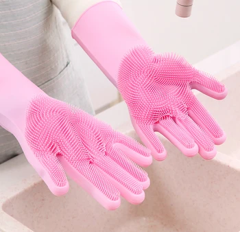 

Magic Dishwashing Gloves Reusable Dishwasher Cleaning Silicone Washing Gloves Rubber Glove for Household Car Washing