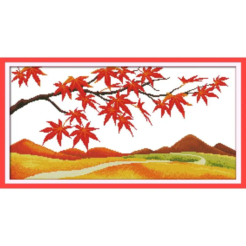 

Joy Sunday Golden Maple Scene Patterns Counted Cross Stitch Painting 11CT14CT Cross Stitch Sets DIY Embroidery Needlework Sets
