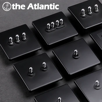 

Retro Light Switch 1 2 3 4 Gang 2 Way Toggle Switch Wall Power Supply Black Plastic Panel High Quality Nordic