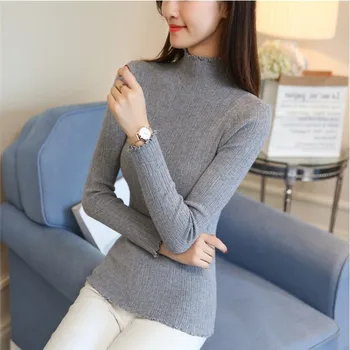 

Vintage Turtleneck Sweaters Fashion 2020 Women Spring Slim Knitted Sweater Ladies Casual Solid Color Sweaters And Pullovers