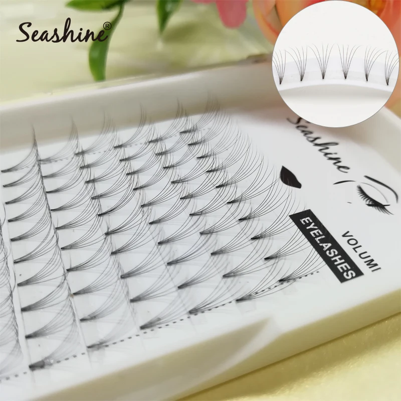 Seashine Premade Russian Volume Fans 3d/4d/5d/6d Lashes Short Stem Lash Pre made Eyelash Extensions Supplies mecalaku russian volume lashes faux mink lashes premade fans 3d 4d 5d 6d short stem volume lashes eyelash extensions