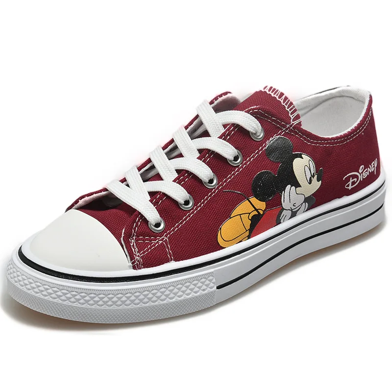 Disney-zapatos De Lona Con Dibujos Animados De Mickey Mouse Para Mujer, Zapatillas Deportivas Informales De Fondo Plano Coreano, Color Blanco