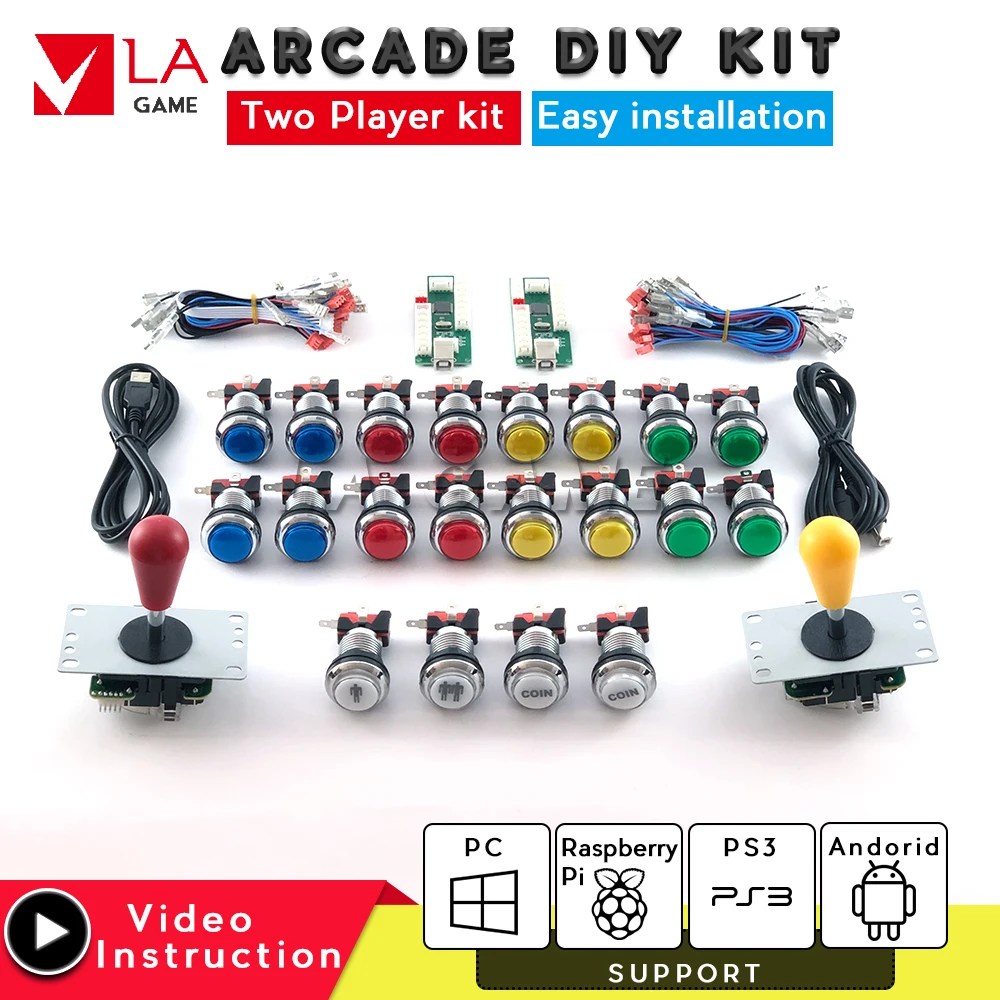 

arcade cabinet diy arcade for 2 player zero delay USB encoder kit arcade sanwa joystick USB to PC Rasberry mame jamma arcade