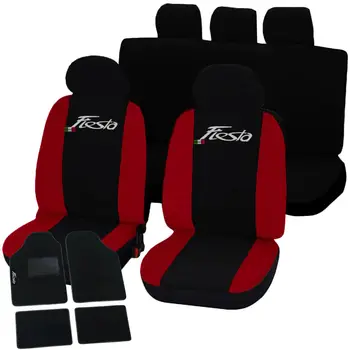 

COPRISEDILI FORD FIESTA NERO - ROSSO CON TAPPETINI MOQUETTE