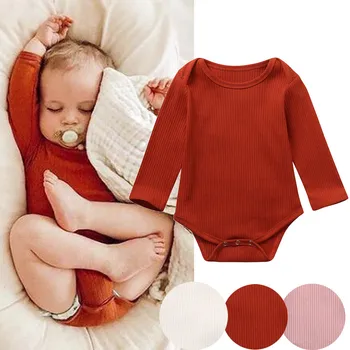 

Autumn New Soft Newborn Infant Baby Girl Boy Cotton Bodysuit Baby One-Pieces Solid Jumpsuit Long Sleeve Outfits Spring Sunsuit