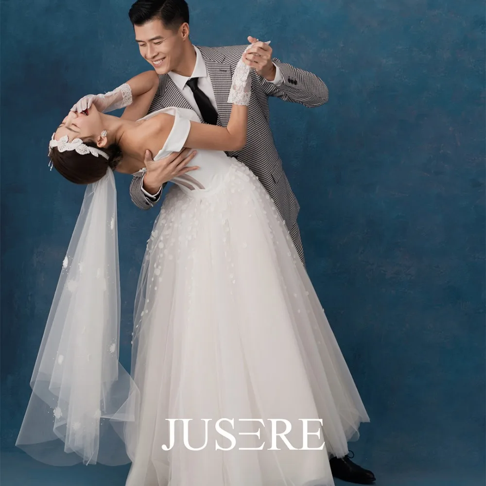 JUSERE цвета слоновой кости свадебное платье а-силуэта с короткими рукавами vestido de noiva кружева свадебные платья hauta кутюр