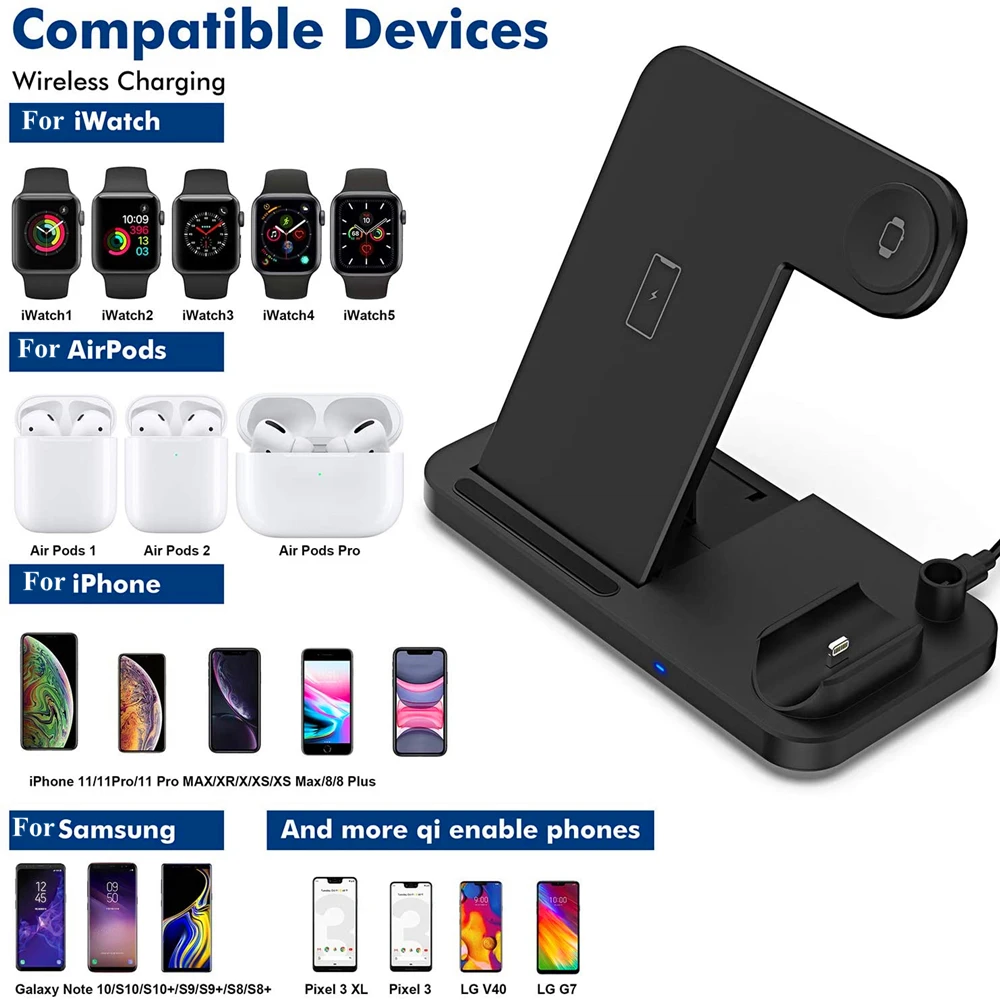 4 in 1 Wireless Charger Stand 15W Qi 