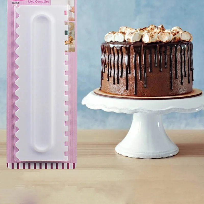  Baking & Pastry Tools Icing Comb Set Plastic Fondant Spatulas Cake Scraper Baking Decorating Cake K