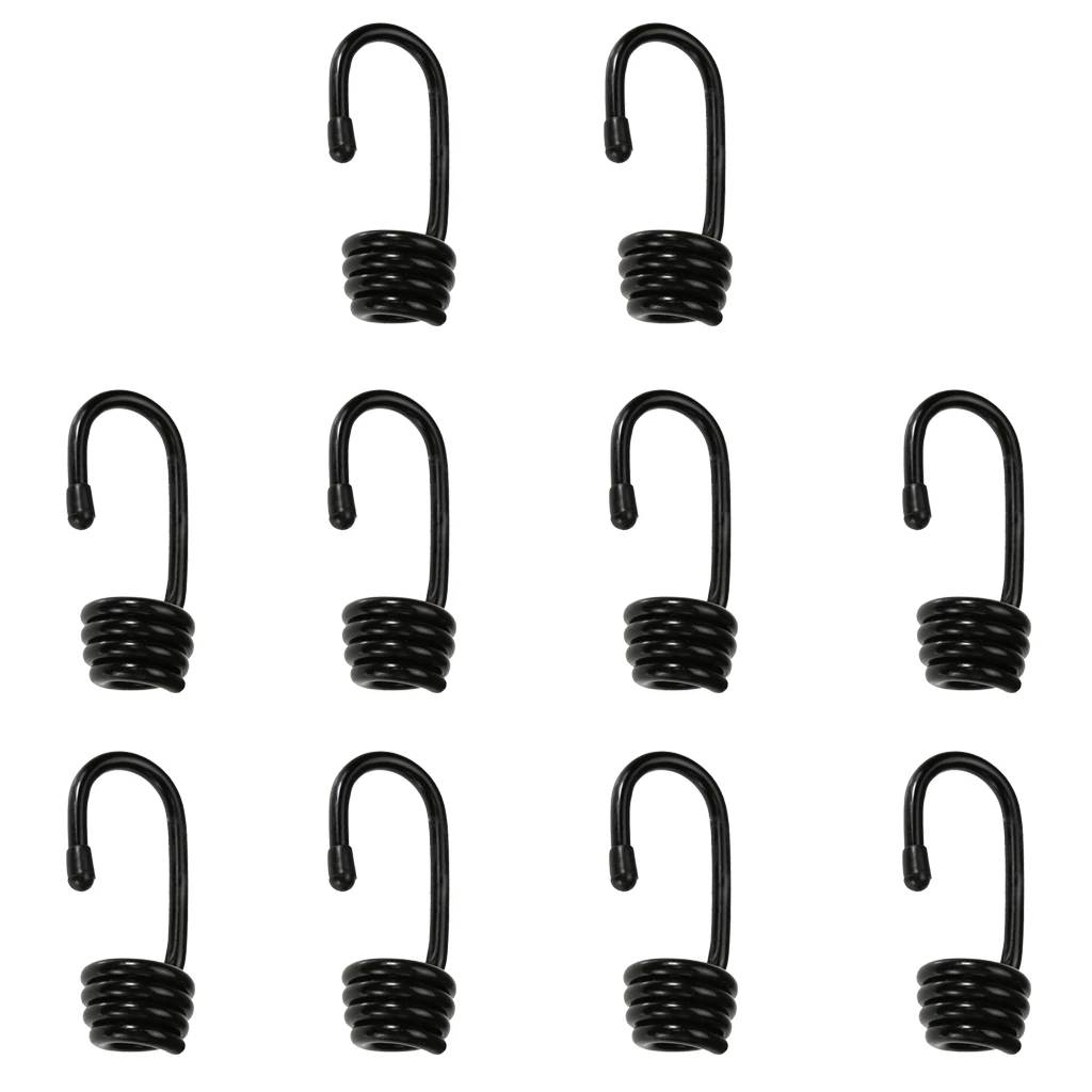 10 Pcs Plastic coated Bungee Shock Cord Hook Spiral Wire Hooks for 6mm