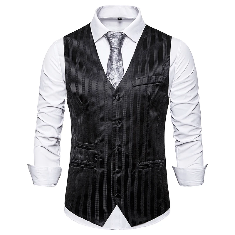 ZYFG free men Fashion striped suit vest Single-breasted design striped pattern Vest plus size smart casual style vests for men ZYFG free men Fashion striped suit vest Single-breasted design striped pattern Vest plus size smart casual style vests for men