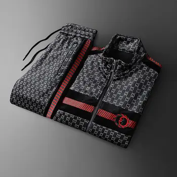 

Autumn and winter sport suit the new double-sided male pleuche big full light luxury high-end leisure two-piece male tide