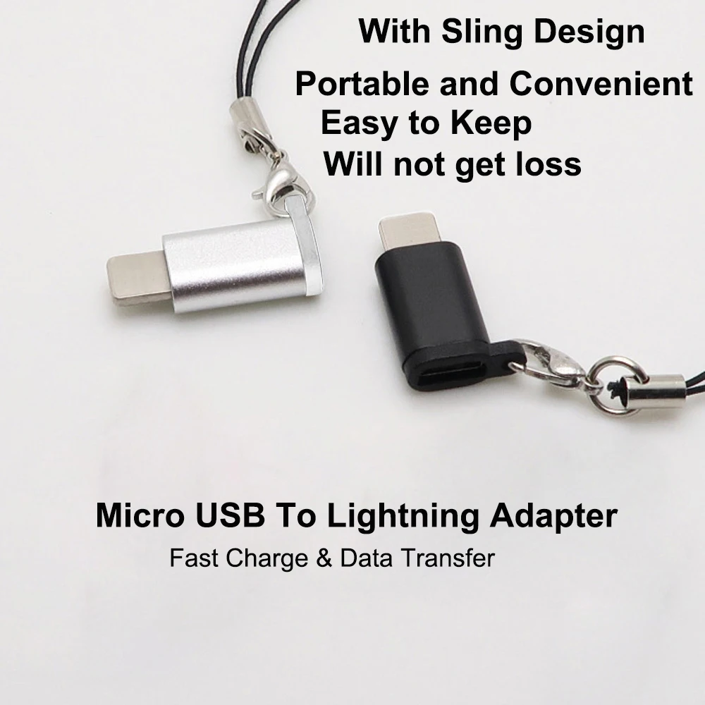 Адаптер VOXLINK Micro USB для освещения 8Pin для Apple адаптер с брелоком для iphone XS XR 6 7Plus синхронизация зарядное устройство OTG конвертер