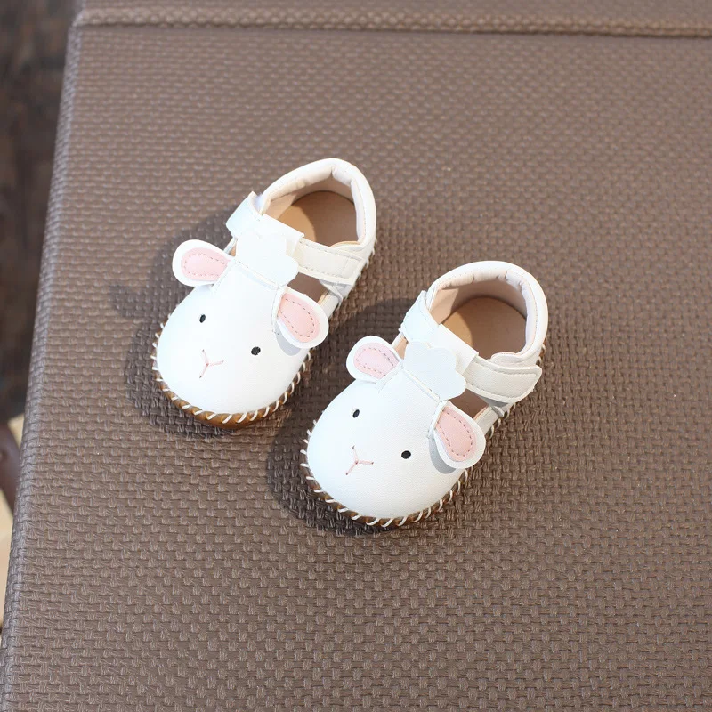 Обувь для маленьких девочек мягкие нескользящие носки для малышей с резиновой подошвой в форме кролика, кроссовки, сандалии для младенцев Mary Jane, для детей от 0 до 2 лет