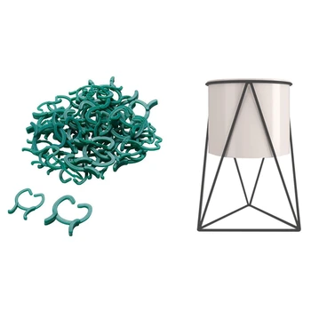 

100Pcs Butterfly Ring Fixings, Flower and Vegetable Fixed Joints & 1 Pcs Geometric Metal Flower Pot White