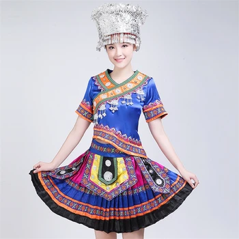 

Womens Plus Size Clothing New Miao Costumes Female Minority Dance Costumes Yao Yi Yi Yunnan Tujia Guangxi Zhuang Costumes